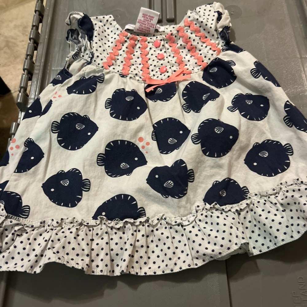 Shrinking Violet Navy and White Fish Print Dress
